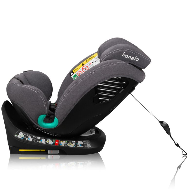 Scaun auto, Lionelo, Bastiaan One i-Size, 4 in 1, Protectie laterala, Cu spatar inclinabil in 4 pozitii, Cu tetiera reglabila in 13 pozitii, Rotire 360 grade, Top Tether, 0-36 Kg, 40-150 cm, Cu Isofix, Conform cu ECE R129, Gri