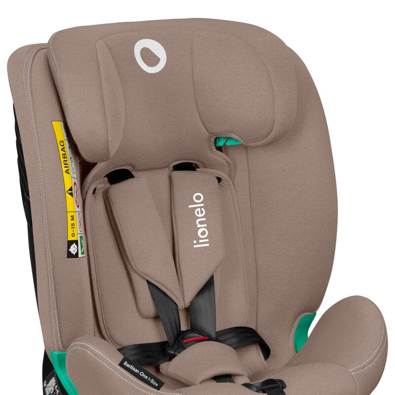 Scaun auto, Lionelo, Bastiaan One i-Size, 4 in 1, Protectie laterala, Cu spatar inclinabil in 4 pozitii, Cu tetiera reglabila in 13 pozitii, Rotire 360 grade, Top Tether, 0-36 Kg, 40-150 cm, Cu Isofix, Conform cu ECE R129, Bej