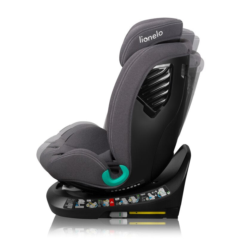 Scaun auto, Lionelo, Bastiaan One i-Size, 4 in 1, Protectie laterala, Cu spatar inclinabil in 4 pozitii, Cu tetiera reglabila in 13 pozitii, Rotire 360 grade, Top Tether, 0-36 Kg, 40-150 cm, Cu Isofix, Conform cu ECE R129, Gri