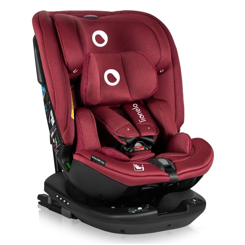 Scaun auto, Lionelo, Bastiaan RWF i-Size, Pozitie de somn, Protectie laterala, Rotire 360 grade, 0-36 Kg, Cu Isofix si Centura Top Tether, Conform cu standardul european de securitate ECE R129, Rosu