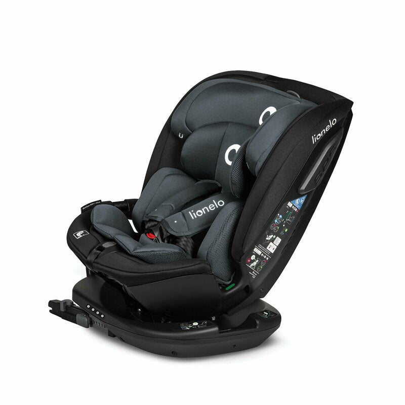 Scaun auto, Lionelo, Bastiaan RWF i-Size, Pozitie de somn, Protectie laterala, Rotire 360 grade, 0-36 Kg, Cu Isofix si Centura Top Tether, Conform cu standardul european de securitate ECE R129, Gri