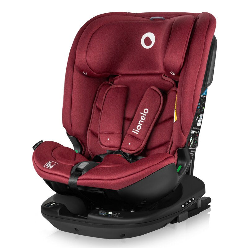 Scaun auto, Lionelo, Bastiaan RWF i-Size, Pozitie de somn, Protectie laterala, Rotire 360 grade, 0-36 Kg, Cu Isofix si Centura Top Tether, Conform cu standardul european de securitate ECE R129, Rosu