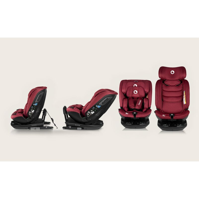 Scaun auto, Lionelo, Bastiaan RWF i-Size, Pozitie de somn, Protectie laterala, Rotire 360 grade, 0-36 Kg, Cu Isofix si Centura Top Tether, Conform cu standardul european de securitate ECE R129, Rosu