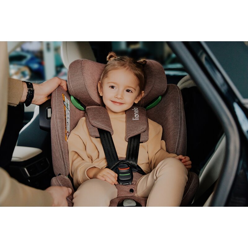 Scaun auto, Lionelo, Harmony i-Size, Rotire 360 grade, Protectie laterala, Cu spatar reglabil in 5 pozitii, Cu tetiera reglabila in 12 pozitii, 0-36 Kg, 40-150 cm, Cu Isofix, Husa din bambus, Conform cu ECE R129, Gri inchis