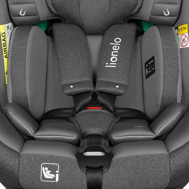 Scaun auto, Lionelo, i-Size Braam, 0-36 Kg, 40-150 cm, Cu isofix si picior de fixare, Protectie laterala, Rotire 360 grade, Ajustare spatar in 5 pozitii, Tetiera reglabila in 14 trepte, Conform cu standardul european de securitate R129, Gri
