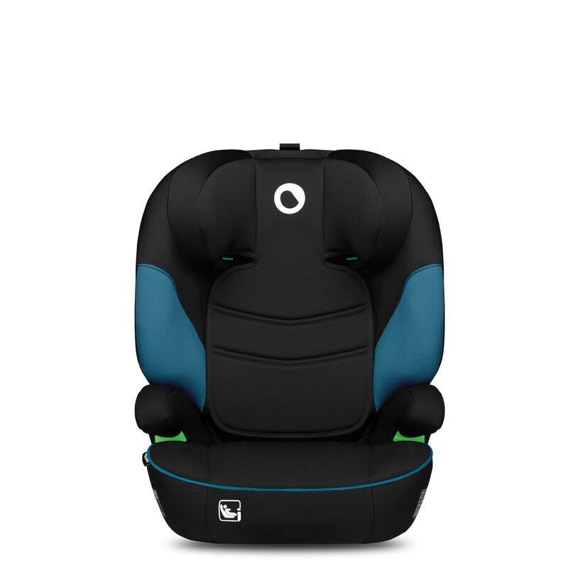 Scaun auto, Lionelo, Lars i-Size, Cu tetiera reglabila in 10 pozitii, Cu pozitionare spre sensul de mers, 15-36 Kg, 100-150 cm, Conform cu standardul european de securitate ECE R129 03, Negru Albastru
