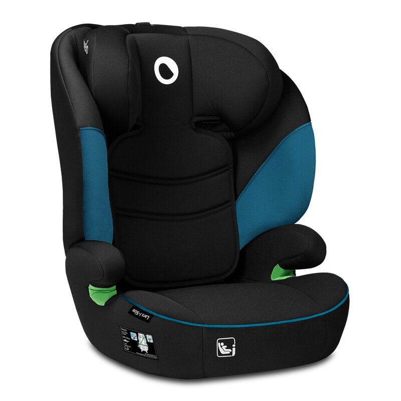 Scaun auto, Lionelo, Lars i-Size, Cu tetiera reglabila in 10 pozitii, Cu pozitionare spre sensul de mers, 15-36 Kg, 100-150 cm, Conform cu standardul european de securitate ECE R129 03, Negru Albastru