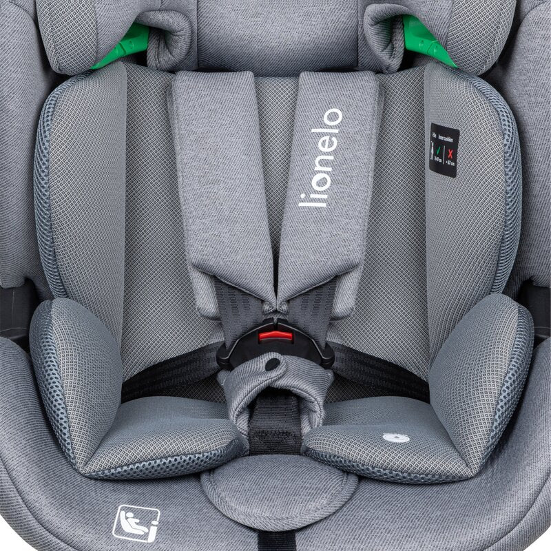 Scaun auto, Lionelo, Lavender I-size, Isofix, Cu centura TopTether, Cu spatar inclinabil in 5 pozitii, Cu tetiera reglabila in 13 pozitii, Instalare cu fata inainte, 9-36 Kg, 76-150 cm, Conform cu ECE