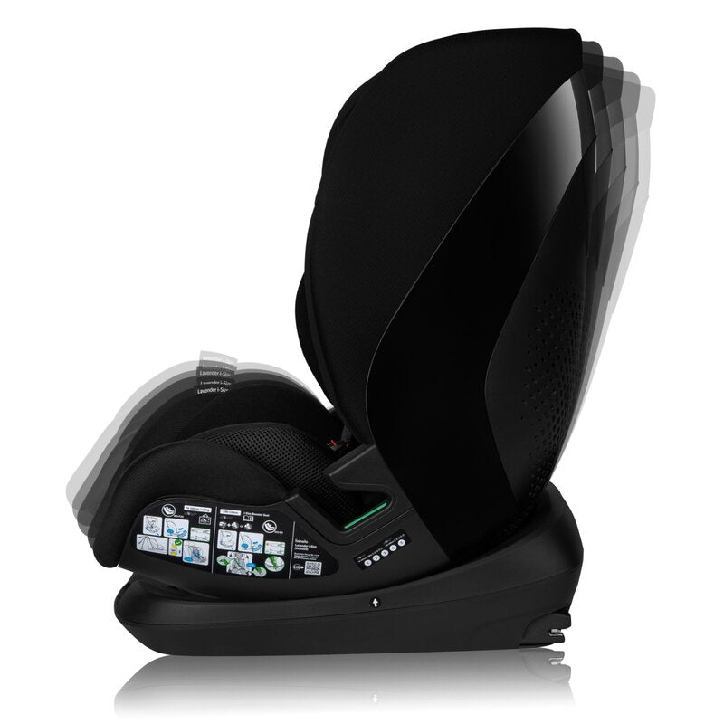 Scaun auto, Lionelo, Lavender I-size, Isofix, Cu centura TopTether, Cu spatar inclinabil in 5 pozitii, Cu tetiera reglabila in 13 pozitii, Instalare cu fata inainte, 9-36 Kg, 76-150 cm, Conform cu ECE