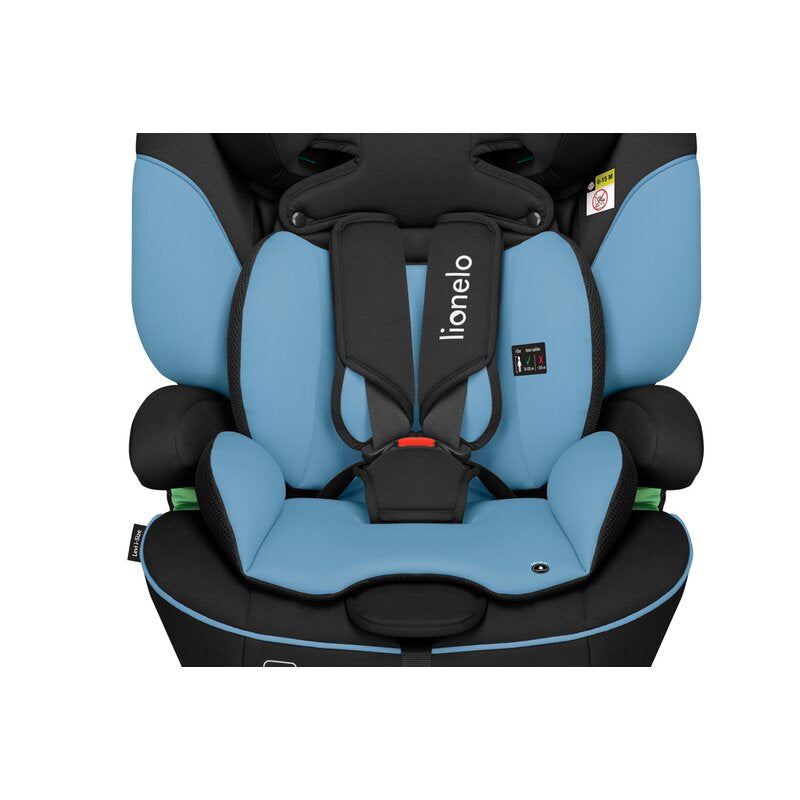 Scaun auto, Lionelo, Levi i-Size, Universal, Instalare FWF, Cu tetiera reglabila in 10 pozitii, Cu spatar detasabil, 76-150 cm, Conform cu R129, Albastru