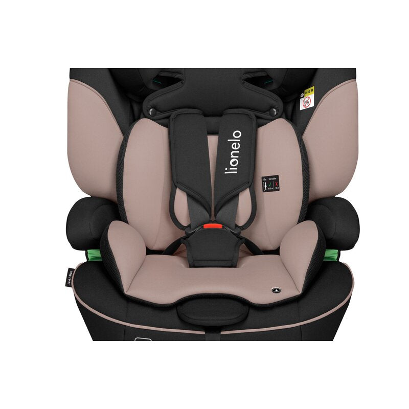 Scaun auto, Lionelo, Levi i-Size, Universal, Instalare FWF, Cu tetiera reglabila in 10 pozitii, Cu spatar detasabil, 76-150 cm, Conform cu R129, Bej