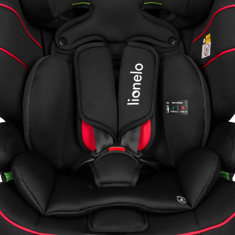 Scaun auto, Lionelo, Levi i-Size, Universal, Instalare FWF, Cu tetiera reglabila in 10 pozitii, Cu spatar detasabil, 76-150 cm, Conform cu R129, Negru