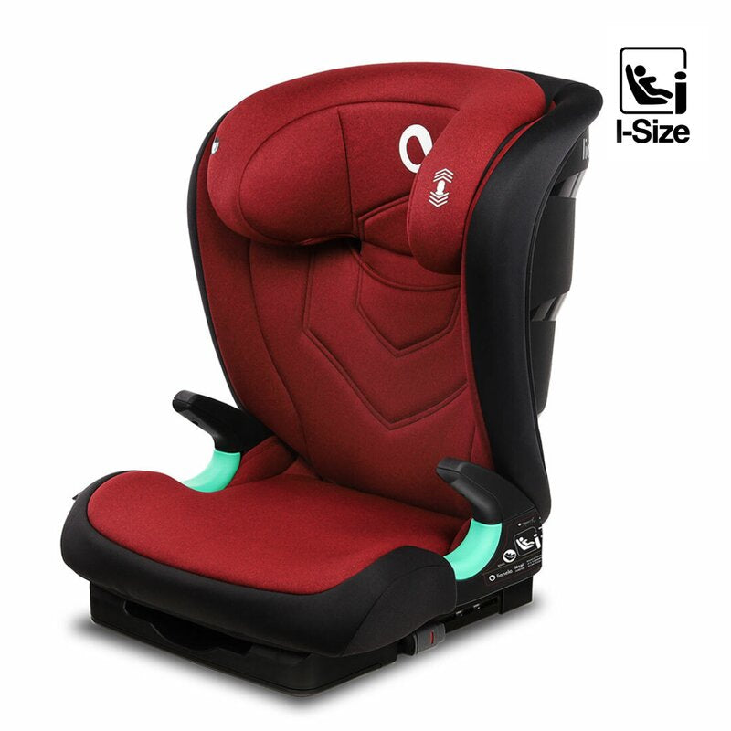 Scaun auto i-Size, Lionelo, Neal, Spatar reglabil in 3 pozitii, Tetiera in 14 pozitii, Suport sticla inclus, 15-36 Kg, 100-150 cm, Cu Isofix, Conform ECE R129, Rosu