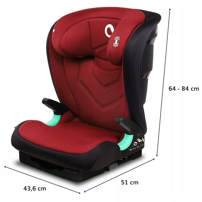 Scaun auto i-Size, Lionelo, Neal, Spatar reglabil in 3 pozitii, Tetiera in 14 pozitii, Suport sticla inclus, 15-36 Kg, 100-150 cm, Cu Isofix, Conform ECE R129, Rosu