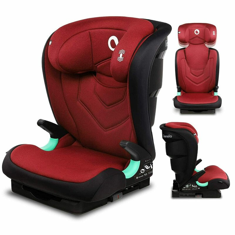 Scaun auto i-Size, Lionelo, Neal, Spatar reglabil in 3 pozitii, Tetiera in 14 pozitii, Suport sticla inclus, 15-36 Kg, 100-150 cm, Cu Isofix, Conform ECE R129, Rosu