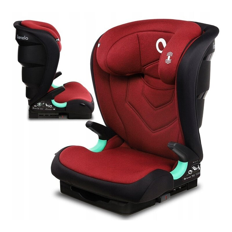Scaun auto i-Size, Lionelo, Neal, Spatar reglabil in 3 pozitii, Tetiera in 14 pozitii, Suport sticla inclus, 15-36 Kg, 100-150 cm, Cu Isofix, Conform ECE R129, Rosu