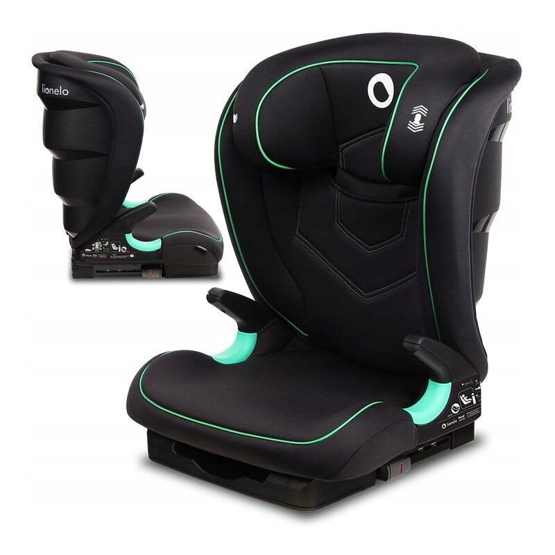 Scaun auto i-Size, Lionelo, Neal, Spatar reglabil in3 pozitii, Tetiera in 14 pozitii, Suport sticla inclus, 15-36 Kg, 100-150 cm, Cu Isofix, Conform ECE R129, Negru
