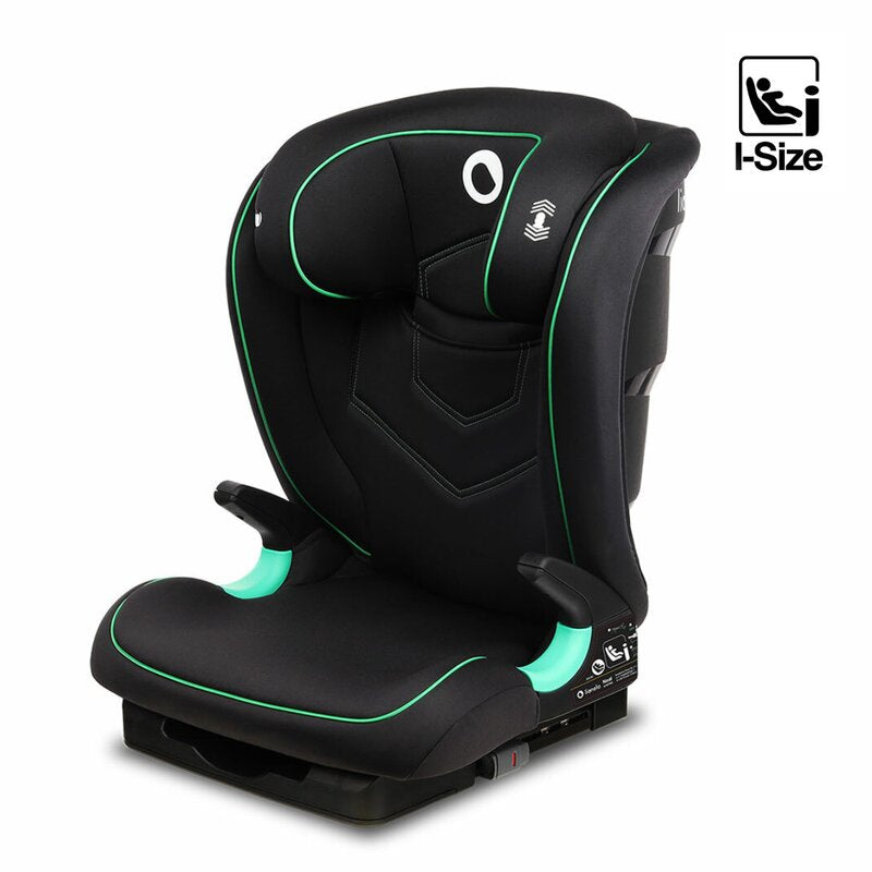 Scaun auto i-Size, Lionelo, Neal, Spatar reglabil in3 pozitii, Tetiera in 14 pozitii, Suport sticla inclus, 15-36 Kg, 100-150 cm, Cu Isofix, Conform ECE R129, Negru