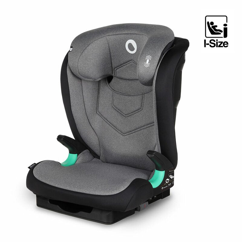 Scaun auto i-Size, Lionelo, Neal, Spatar reglabil in 3 pozitii, Tetiera in 14 pozitii, Suport sticla inclus, 15-36 Kg, 100-150 cm, Cu Isofix, Conform ECE R129, Gri