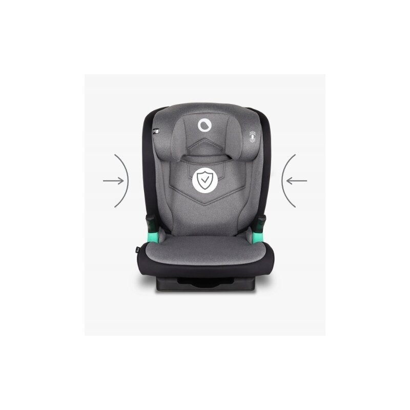 Scaun auto i-Size, Lionelo, Neal, Spatar reglabil in 3 pozitii, Tetiera in 14 pozitii, Suport sticla inclus, 15-36 Kg, 100-150 cm, Cu Isofix, Conform ECE R129, Gri