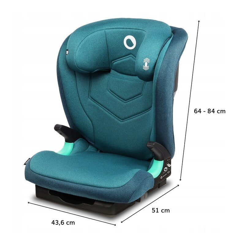 Scaun auto i-Size, Lionelo, Neal, Spatar reglabil in 3 pozitii, Tetiera in 14 pozitii, Suport sticla inclus, 15-36 Kg, 100-150 cm, Cu Isofix, Conform ECE R129, Verde