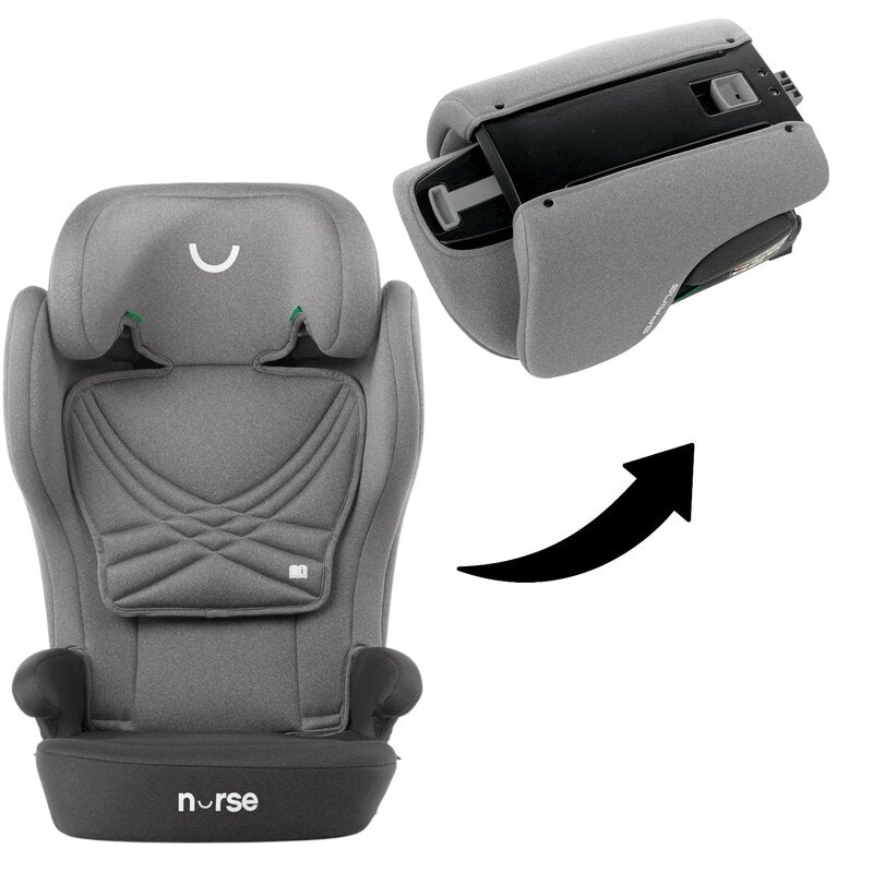 Scaun auto, Nurse, Spring, I-Size, Cu sistem isofix, Pliabil, 100-150 cm, 4-12 ani, Conform cu standardul european de securitate ECE R129, Storm