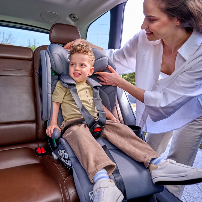 Scaun auto pliabil, Lionelo, Nelly, i-Size, 76- 150 cm, Tetiera reglabila in 15 pozitii, Spatar reglabil in 4 pozitii, Sisteme de fixare Isofix si Top Tether, Sezut lat si confortabil, Conform cu ECE R129, Gri