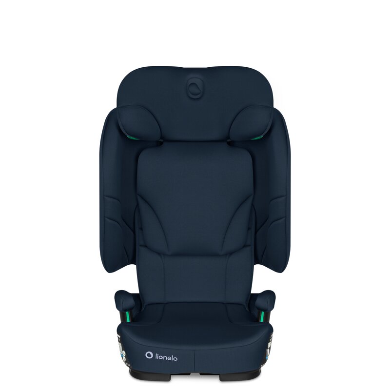 Scaun auto pliabil, Lionelo, Orin, i-Size, 100-150 cm, Tetiera reglabila in 14 pozitii, Spatar in 4 pozitii, Isofix+Top Tether, Sezut ergonomic, Husa transport, Suport sticla, Albastru