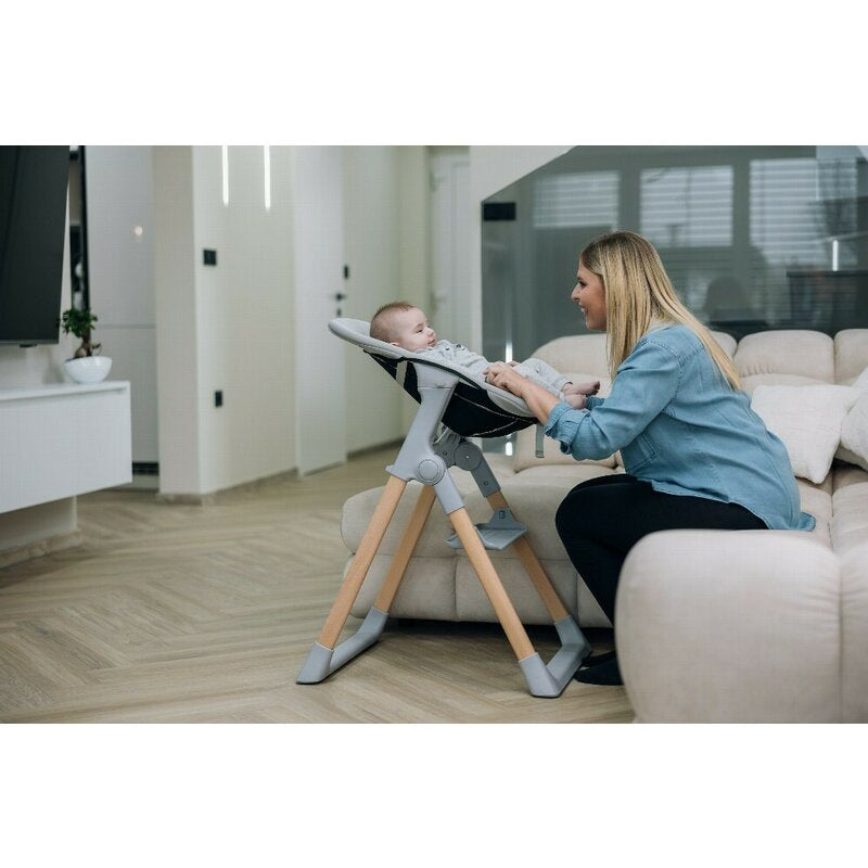 Scaun de masa 2 in 1, FreeON, Flexi Grow, Transformabil, Pliabil, Contine 2 accesorii, 0 luni +, Gri