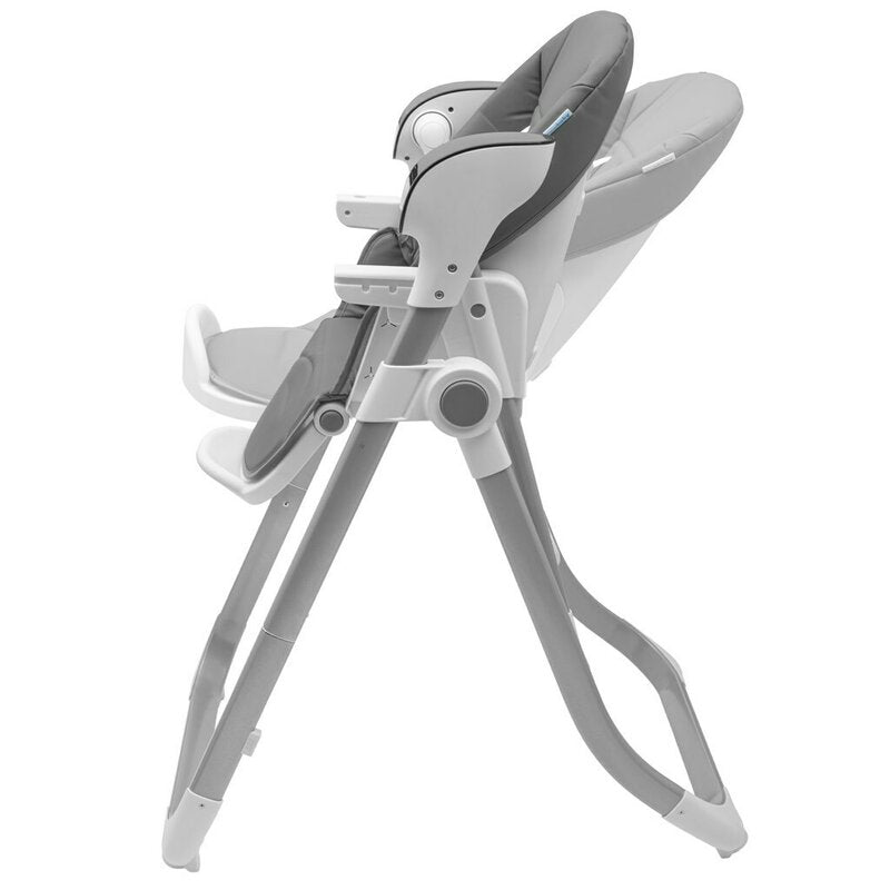 Scaun de masa 2 in 1, New Baby, Smart, Poate fi utilizat si ca leagan pentru copii, Cu telecomanda, Spatar reglabil in 4 pozitii, Cu 5 viteze de leganare, Cu melodii si jucarii, 0-36 luni, Grey