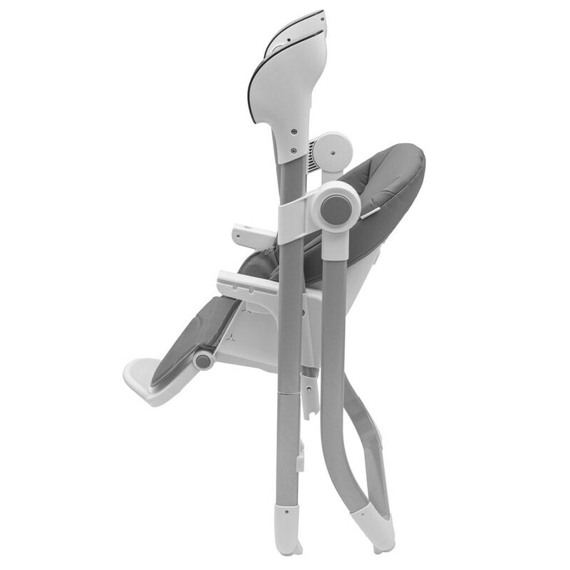 Scaun de masa 2 in 1, New Baby, Smart, Poate fi utilizat si ca leagan pentru copii, Cu telecomanda, Spatar reglabil in 4 pozitii, Cu 5 viteze de leganare, Cu melodii si jucarii, 0-36 luni, Grey