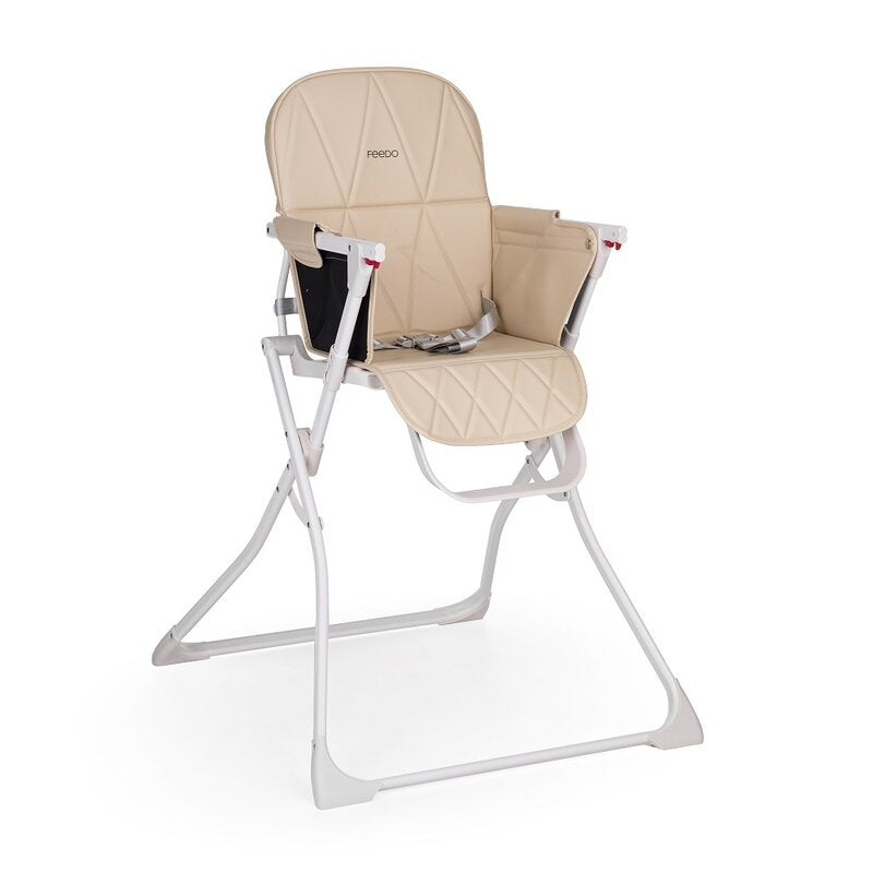 Scaun de masa, Feedo, Bite, Pliabil, Pana la 15 kg, Aspect elegant, Suport de picioare ajustabil, Cu tavita detasabila, 6- 36 luni, Conform cu EN14988-2:2006+A1:2012, Pastel Beige