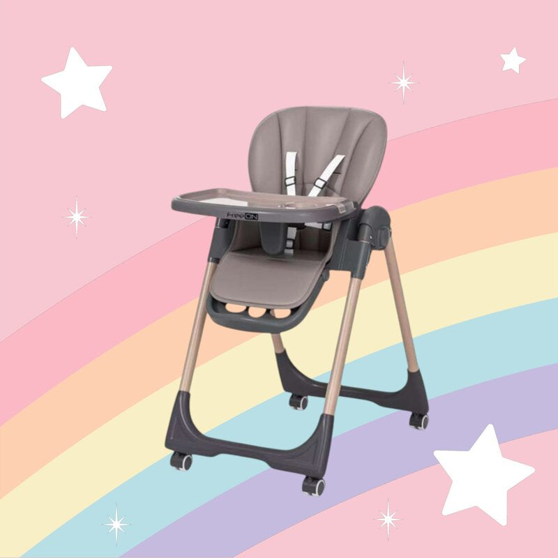 Scaun de masa, FreeON, Kai,Pana la 15 kg, Inaltime reglabila in 8 pozitii, Suport de picioare reglabil in 3 pozitii, Reglare spatar in 4 pozitii, Cu tavita reglabila, 6-36 luni, Coffee