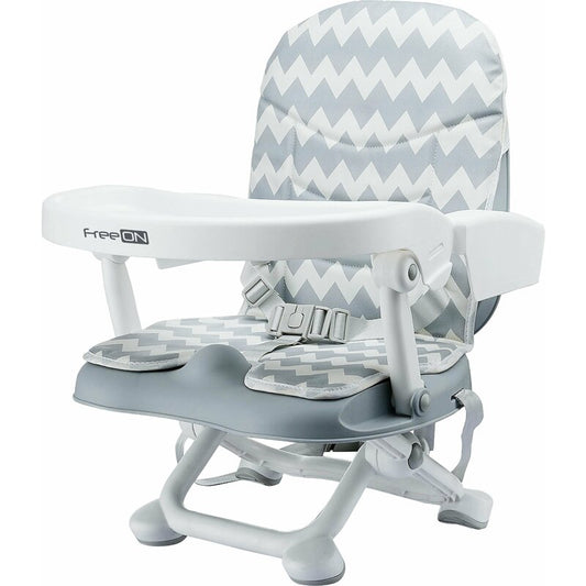 Scaun de masa, FreeON, Levi, Booster, Pliabil, Cu tavita detasabila, Reglabil in 4 pozitii pe inaltime, Cu centuri de siguranta in 3 puncte, 6 luni+, Conform cu standardul european EN16120, Zig-Zag