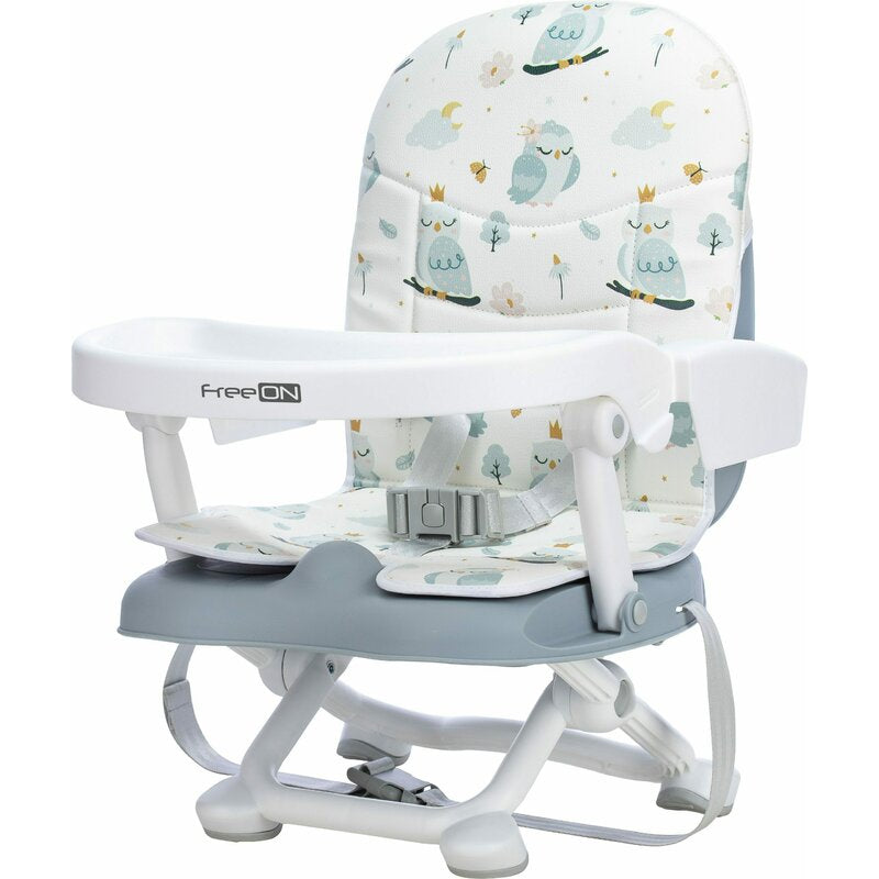 Scaun de masa, FreeON, Levi, Booster, Pliabil, Cu tavita detasabila, Reglabil in 4 pozitii pe inaltime, Cu centuri de siguranta in 3 puncte, 6 luni+, Conform cu standardul european EN16120, Owl