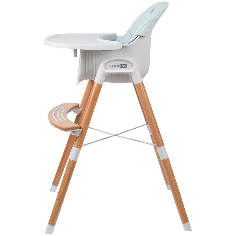 Scaun de masa, FreeON, Tin, 2 in 1 reglabil, Cu tavita si husa detasabile, Suport pentru picioare reglabil, Conform cu standardul european de securitate EN 14988:2017+A1:2020, Light Green