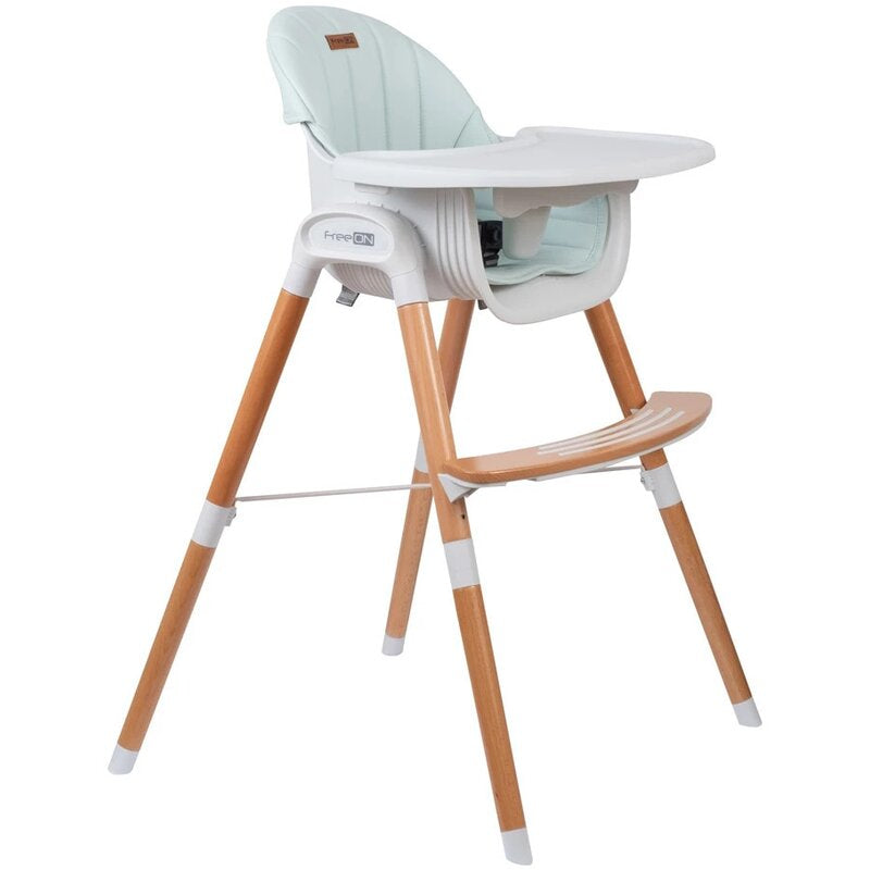 Scaun de masa, FreeON, Tin, 2 in 1 reglabil, Cu tavita si husa detasabile, Suport pentru picioare reglabil, Conform cu standardul european de securitate EN 14988:2017+A1:2020, Light Green