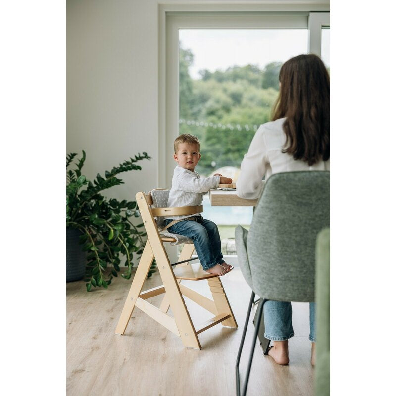 Scaun de masa, FreeON, Toby Plus, 6 luni - 15 Kg, Reglabil pe inaltime, Pernuta, Tavita detasabila, Suport de picioare reglabil, Natur
