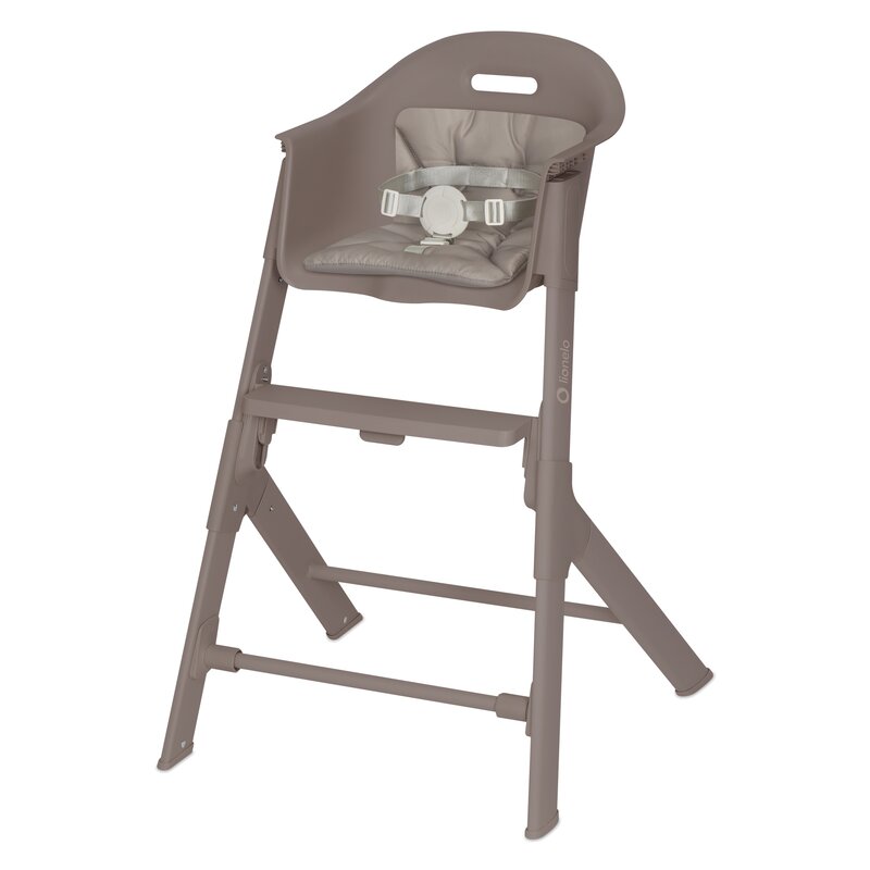 Scaun de masa, Lionelo, Beny, Suport de picioare si tavita ajustabile in 2 pozitii, Insertie moale, Centuri in 3 puncte, Asamblare rapida, Sustine 15 kg, 6 luni+, Taupe