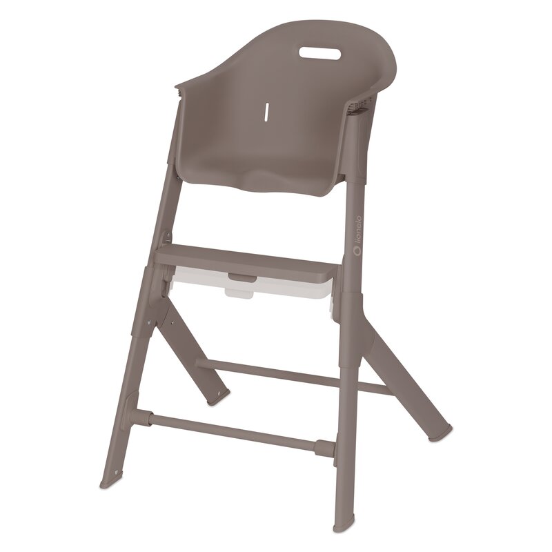 Scaun de masa, Lionelo, Beny, Suport de picioare si tavita ajustabile in 2 pozitii, Insertie moale, Centuri in 3 puncte, Asamblare rapida, Sustine 15 kg, 6 luni+, Taupe