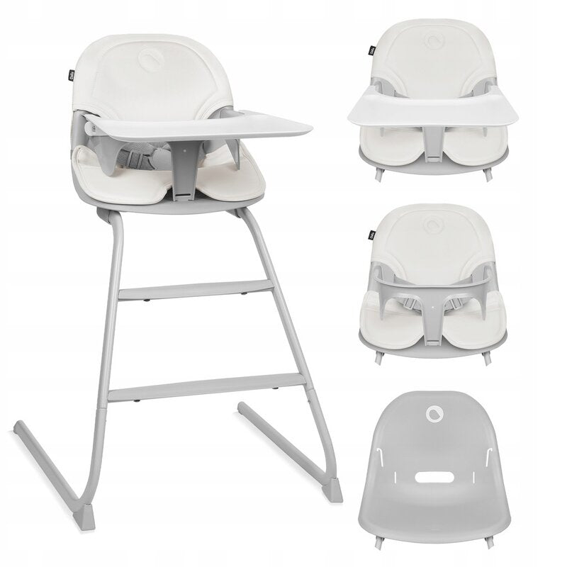 Scaun de masa, Lionelo, Dalia, 2 in 1, Transformabil, Cu 2 suporturi pentru picioare, Cu tavita detasabila, Sustine 60 kg, 6 luni+, Conform cu EN14988, Gri Stone