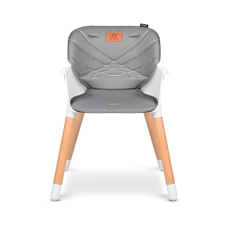 Scaun de masa, Lionelo, Koen, Din fag, 2 in 1, Transformabil, Sustine 30 kg, 6 luni+, Conform cu standardul european de securitate EN14988, Gri