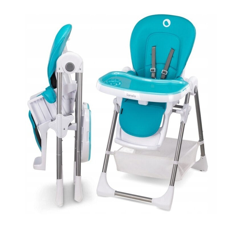 Scaun de masa, Lionelo, Linn Plus, Reglabil, 6 Pozitii pe inaltime, Spatar reglabil in 3 pozitii, Din metal, Conform cu standardul europeane de securitate EN14988, Turcoaz