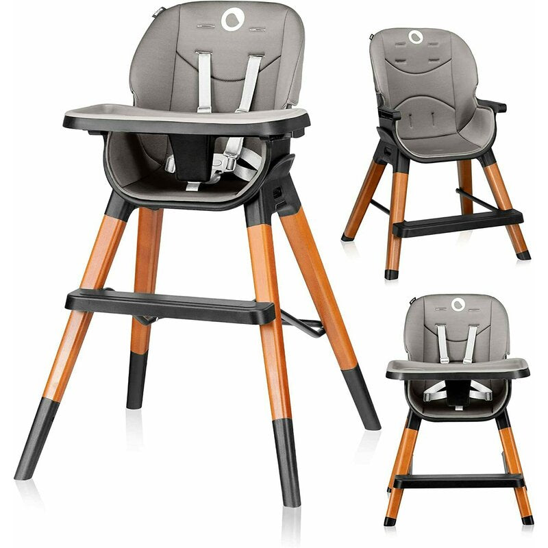 Scaun de masa, Lionelo, Mona, 4 in 1, Transformabil, Reglabil in inaltime in 3 pozitii, Conform cu standardele europene de securitate EN14988, EN16120, Black Onyx