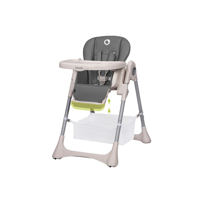 Scaun de masa, Lionelo, Zanna, Reglabil, 4 Pozitii pe inaltime, Spatar reglabil in 3 pozitii, Pliabil, din Metal, Conform cu standardul european de securitate EN14988, Gri