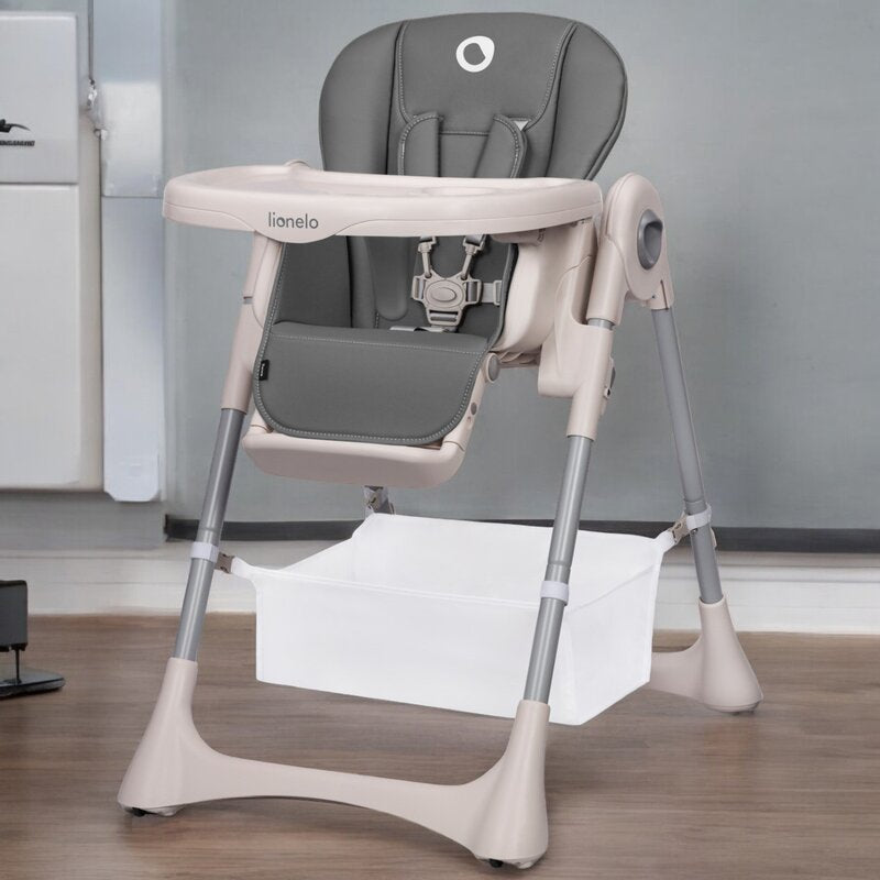 Scaun de masa, Lionelo, Zanna, Reglabil, 4 Pozitii pe inaltime, Spatar reglabil in 3 pozitii, Pliabil, din Metal, Conform cu standardul european de securitate EN14988, Gri