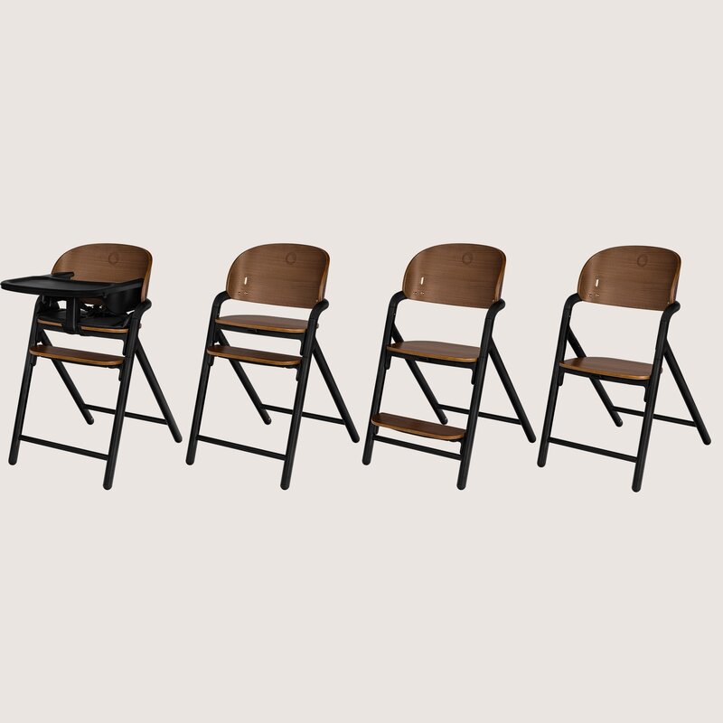 Scaun de masa multifunctional Celia, Lionelo, Din lemn de fag, 6 luni- adult, Reglabil pe inaltime, Husa impermeabila, Tavita silicon, Suport de picioare reglabil, Greutate maxima 90 Kg, Negru