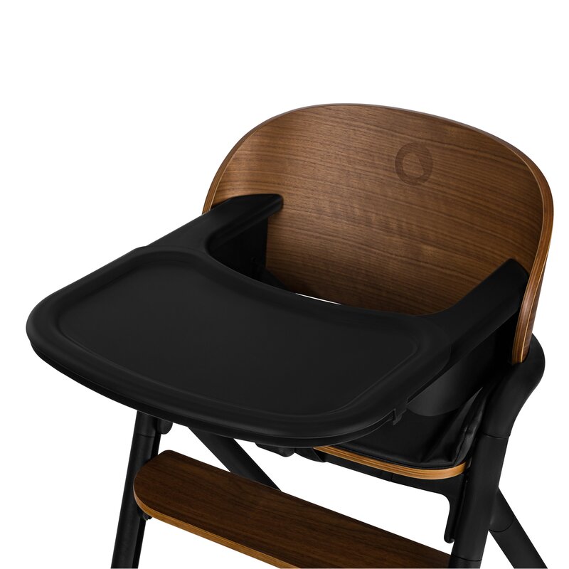 Scaun de masa multifunctional Celia, Lionelo, Din lemn de fag, 6 luni- adult, Reglabil pe inaltime, Husa impermeabila, Tavita silicon, Suport de picioare reglabil, Greutate maxima 90 Kg, Negru