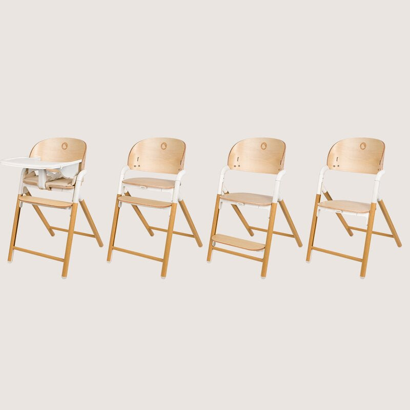 Scaun de masa multifunctional Celia, Lionelo, Din lemn de fag, 6 luni- adult, Reglabil pe inaltime, Spatar lat, Sezut ergonomic, Tavita silicon, Suport de picioare reglabil, Greutate maxima 90 Kg, Alb