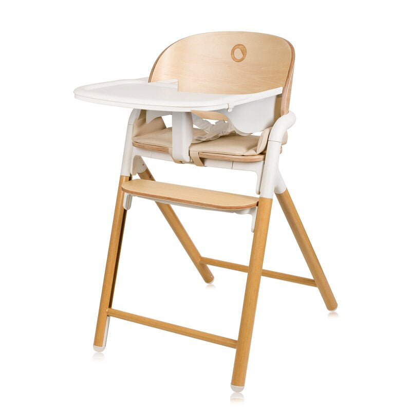 Scaun de masa multifunctional Celia, Lionelo, Din lemn de fag, 6 luni- adult, Reglabil pe inaltime, Spatar lat, Sezut ergonomic, Tavita silicon, Suport de picioare reglabil, Greutate maxima 90 Kg, Alb